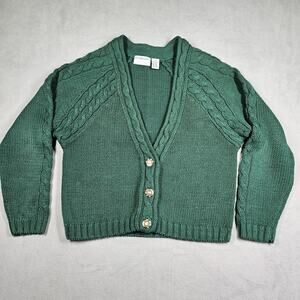 VTG Maggie Lawrence Sport Cardigan Womens S Sweater Cable Knit Preppy Old Money